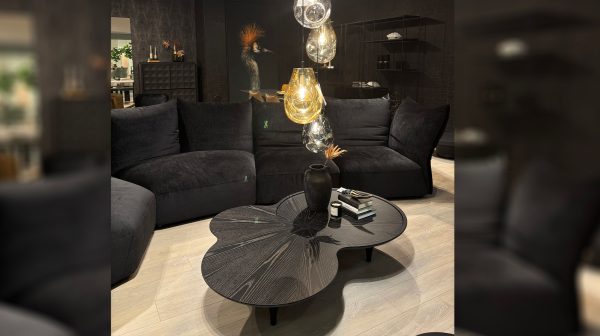 COUPE Black Wood Veneer Coffee Table with Birch Legs 4