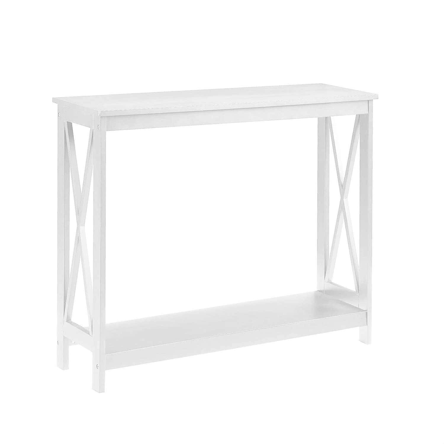White Wood Console Table with Bottom Shelf Storage 2 White Wood Console Table with Bottom Shelf Storage - Image 2