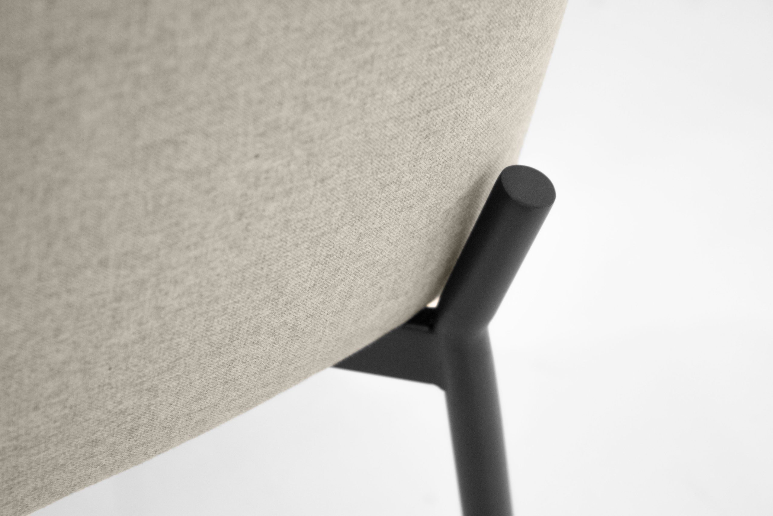 COZ Grey Fabric Black Steel Dining Armchair 6 COZ Grey Fabric Black Steel Dining Armchair - Image 6