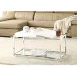 Modern Chrome Coffee Table with White Removable Trays (Set of 2)