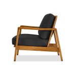 CRAFTSMAN Black Leather Ash Wood Lounge Chair 7 CRAFTSMAN Black Leather Ash Wood Lounge Chair