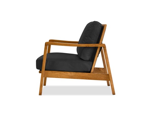 CRAFTSMAN Black Leather Ash Wood Lounge Chair 1 1