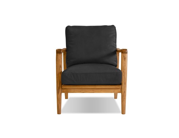 CRAFTSMAN Black Leather Ash Wood Lounge Chair 2 1