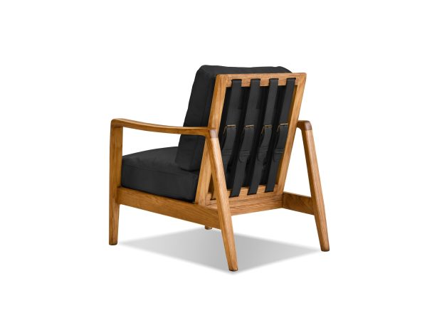CRAFTSMAN Black Leather Ash Wood Lounge Chair 3 1