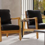 CRAFTSMAN Black Leather Ash Wood Lounge Chair 12 CRAFTSMAN Black Leather Ash Wood Lounge Chair