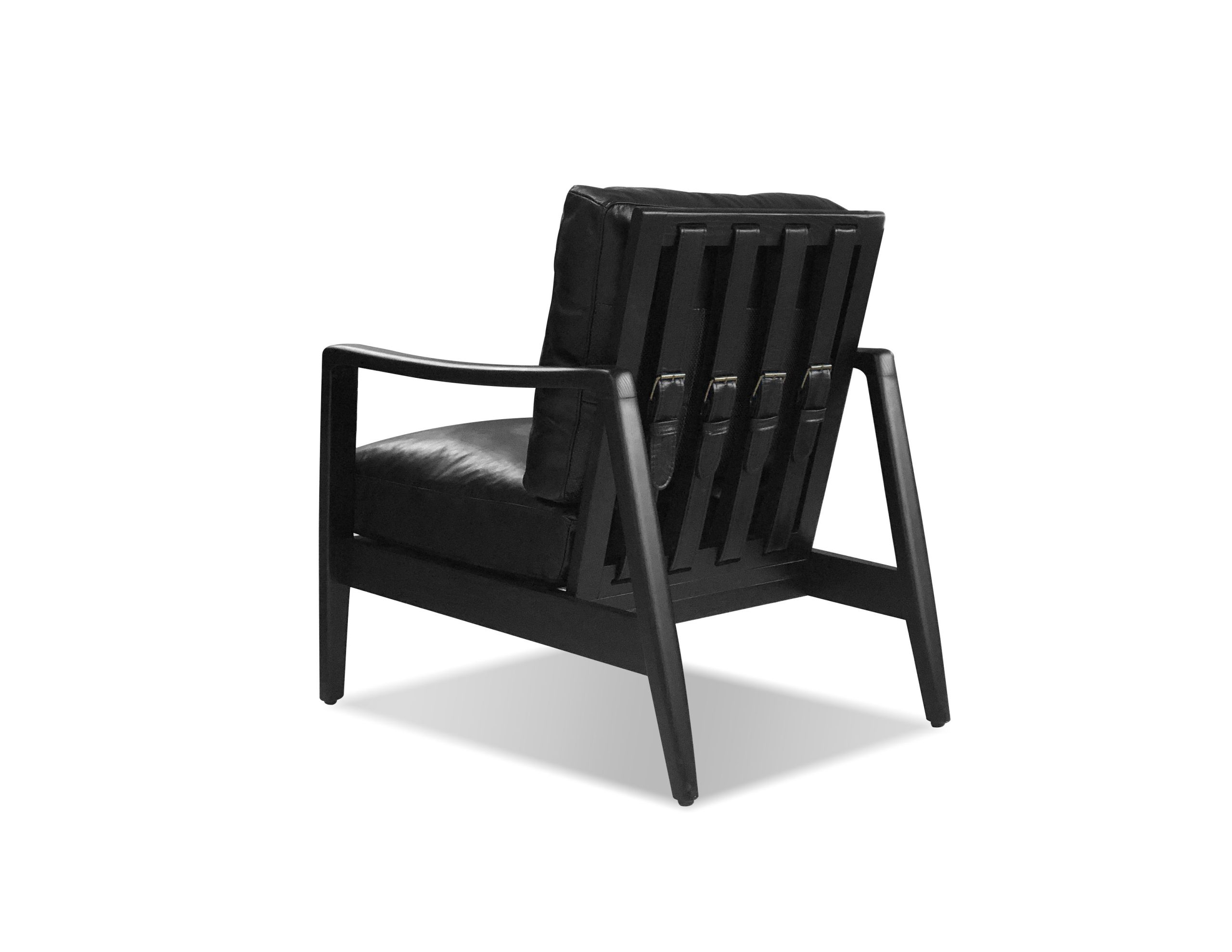 CRAFTSMAN Black Leather Lounge Chair Black Ash Wood Frame 4 CRAFTSMAN Black Leather Lounge Chair Black Ash Wood Frame - Image 4