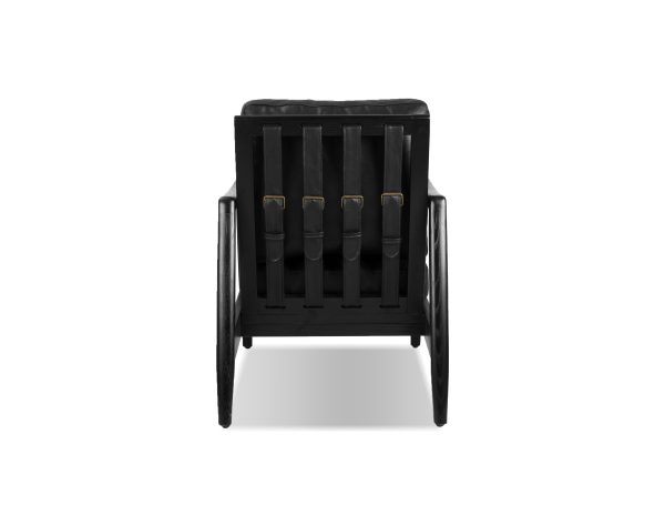CRAFTSMAN Black Leather Lounge Chair Black Ash Wood Frame 4 1