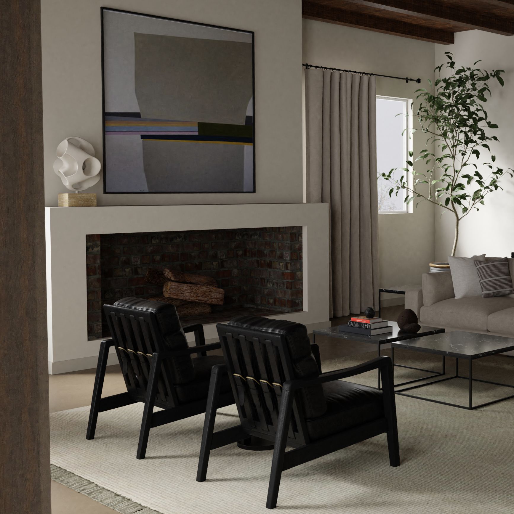 CRAFTSMAN Black Leather Lounge Chair Black Ash Wood Frame 6 CRAFTSMAN Black Leather Lounge Chair Black Ash Wood Frame - Image 6