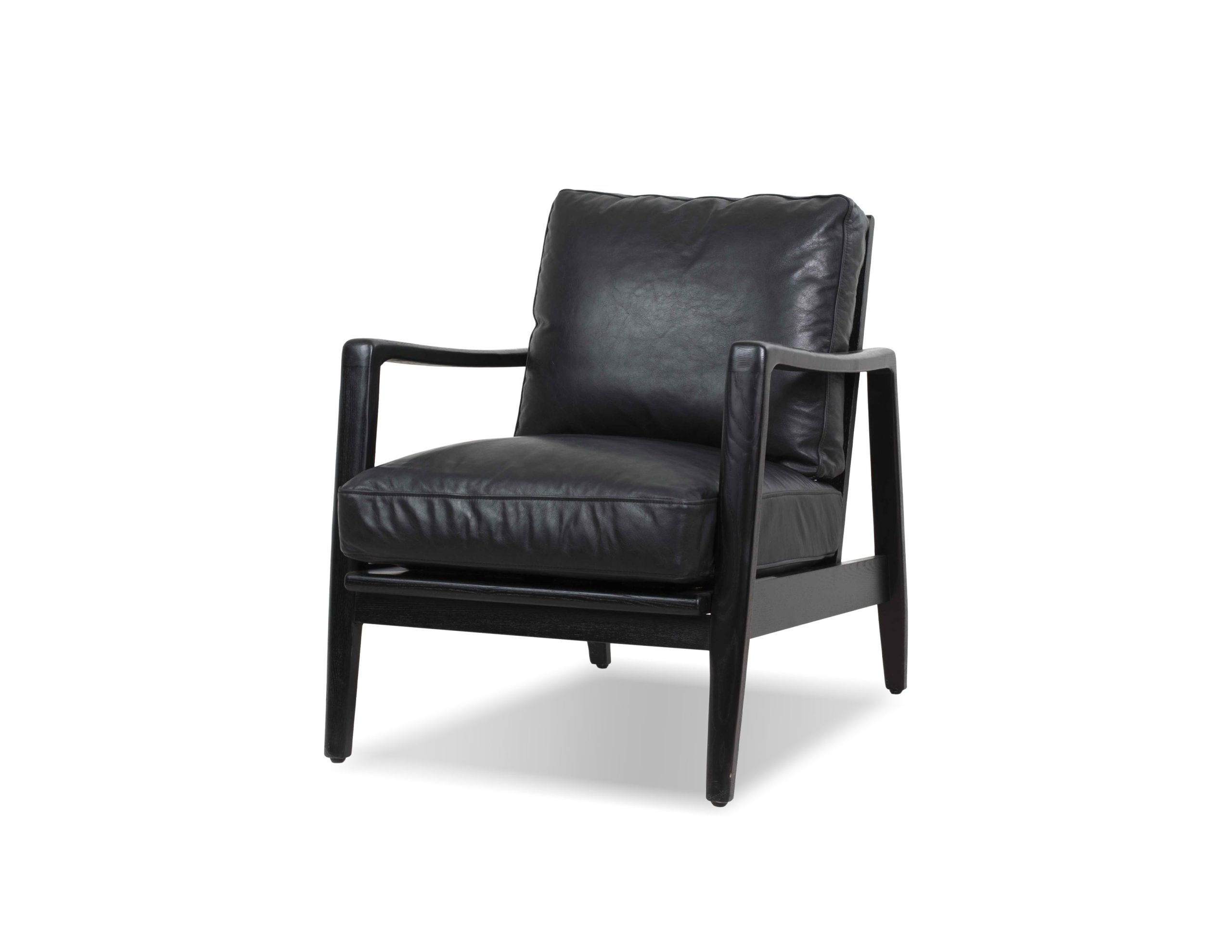 CRAFTSMAN Black Leather Lounge Chair Black Ash Wood Frame 1 CRAFTSMAN Black Leather Lounge Chair Black Ash Wood Frame