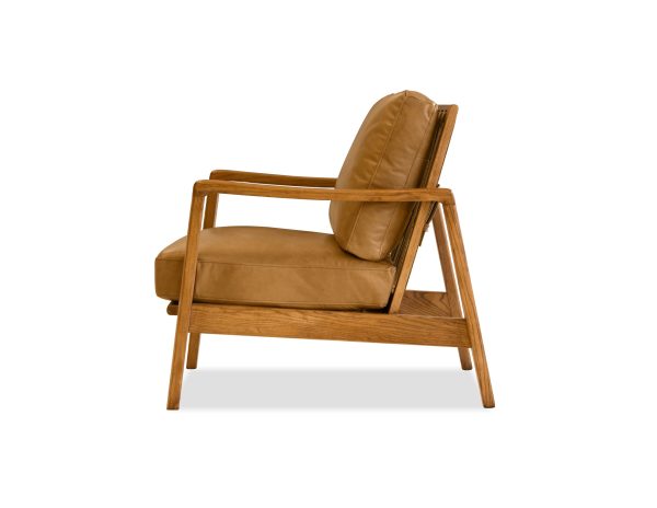 CRAFTSMAN Tan Leather Lounge Chair Natural Ash Frame 1 1