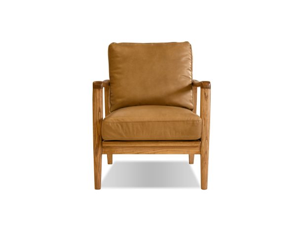 CRAFTSMAN Tan Leather Lounge Chair Natural Ash Frame 2 1