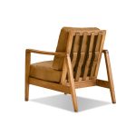 CRAFTSMAN Tan Leather Lounge Chair Natural Ash Frame 10 CRAFTSMAN Tan Leather Lounge Chair Natural Ash Frame