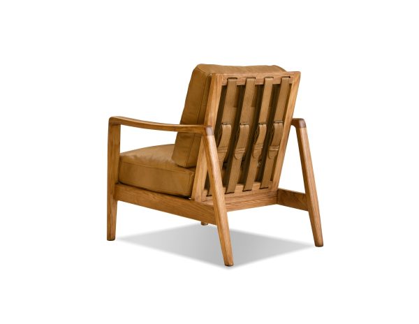 CRAFTSMAN Tan Leather Lounge Chair Natural Ash Frame 3 1