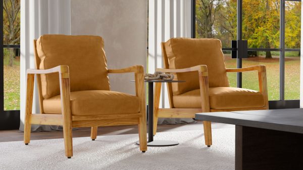 CRAFTSMAN Tan Leather Lounge Chair Natural Ash Frame 5 1