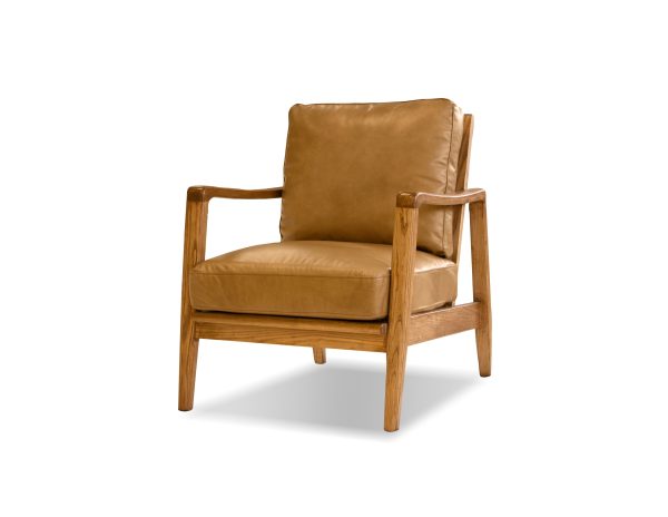 CRAFTSMAN Tan Leather Lounge Chair Natural Ash Frame 6