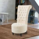 Cream Tufted Velvet High Back Accent Chair