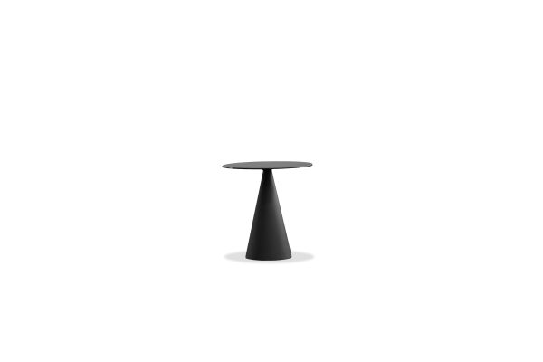 CREMINI Low Brown Ceramic Top Black Steel End Table