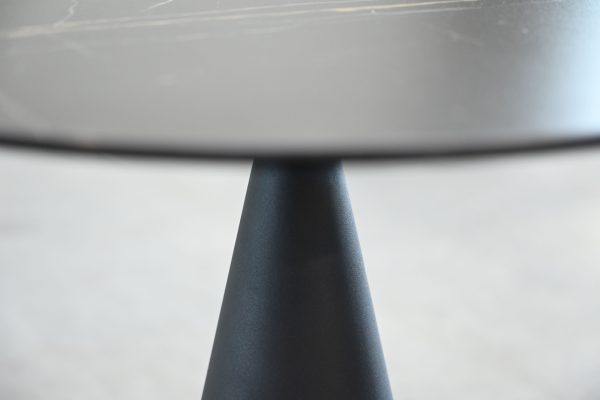CREMINI Tall End Table Black Steel Brown Ceramic Top 4