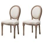 Vintage Upholstered Curved Back Armless Dining Chairs Creamy White (Set of 2) 6 Vintage Upholstered Curved Back Armless Dining Chairs Creamy White (Set of 2)