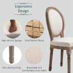 Vintage Upholstered Curved Back Armless Dining Chairs Creamy White (Set of 2) 9 Vintage Upholstered Curved Back Armless Dining Chairs Creamy White (Set of 2)
