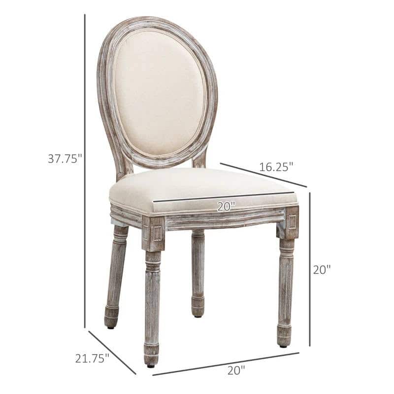 Vintage Upholstered Curved Back Armless Dining Chairs Creamy White (Set of 2) 5 Vintage Upholstered Curved Back Armless Dining Chairs Creamy White (Set of 2) - Image 5