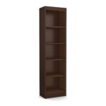 Tall Chocolate Brown 71-Inch 5-Shelf Wood Finish Bookcase