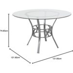 Round 48-Inch Glass Dining Table with Silver Metal Frame