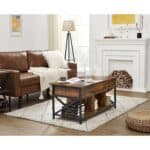 Rustic Brown Lift Top Coffee Table with Storage and Steel Legs 5 Rustic Brown Lift Top Coffee Table with Storage and Steel Legs