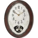 Traditional Wood Frame Pendulum Wall Clock with Hourly Melodies