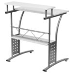 Modern Metal Computer Desk with White Laminate Top and Shelves 4 Modern Metal Computer Desk with White Laminate Top and Shelves