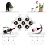 White Wall Mounted Wine Rack with Shelves and Glass Holders (5-Piece) 7 White Wall Mounted Wine Rack with Shelves and Glass Holders (5-Piece)