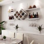 White Wall Mounted Wine Rack with Shelves and Glass Holders (5-Piece) 8 White Wall Mounted Wine Rack with Shelves and Glass Holders (5-Piece)