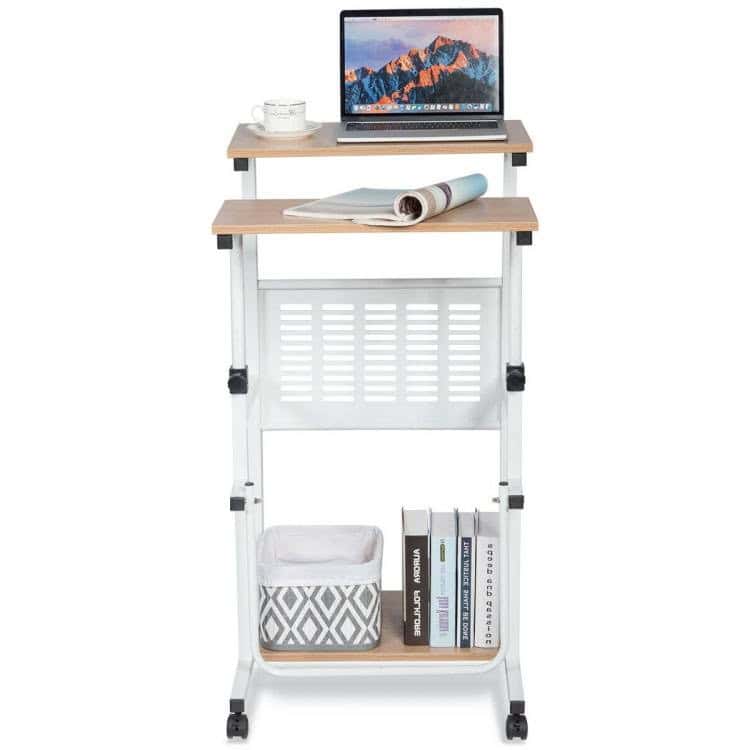 Adjustable Height Mobile Stand-Up Desk with Printer Stand 2 Adjustable Height Mobile Stand-Up Desk with Printer Stand - Image 2