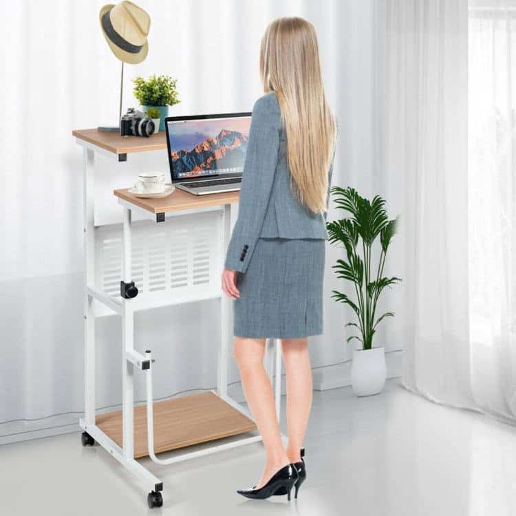 Adjustable Height Mobile Stand-Up Desk with Printer Stand 3 Adjustable Height Mobile Stand-Up Desk with Printer Stand - Image 3