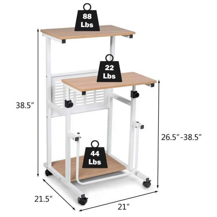 Adjustable Height Mobile Stand-Up Desk with Printer Stand 4 Adjustable Height Mobile Stand-Up Desk with Printer Stand - Image 4