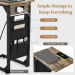 Rustic Brown C Shaped End Table with Charging Station (Set of 2)