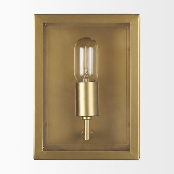 Cairn Brushed Gold Metal w Glass 1 Light Wall Sconce 2