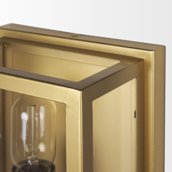 Cairn Brushed Gold Metal w Glass 1 Light Wall Sconce 4