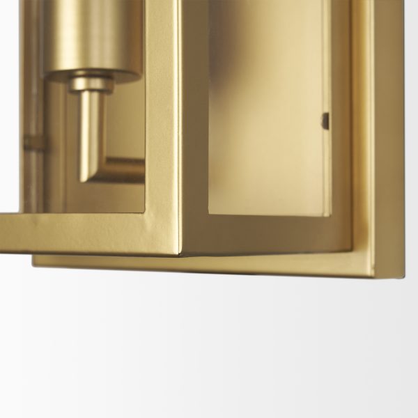 Cairn Brushed Gold Metal w Glass 1 Light Wall Sconce 6