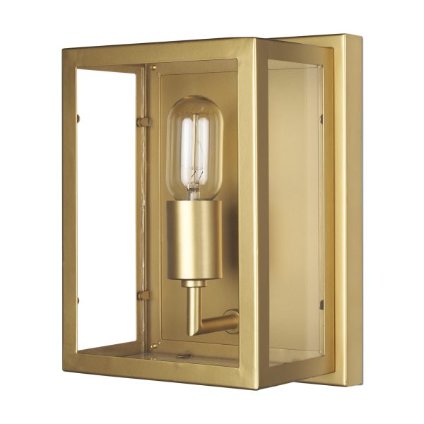 Cairn Brushed Gold Metal w Glass 1 Light Wall Sconce