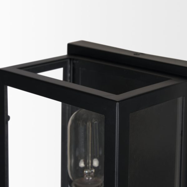 Cairn Matte Black Metal w Glass 1 Light Wall Sconce 4