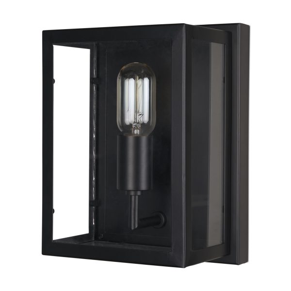 Cairn Matte Black Metal w Glass 1 Light Wall Sconce
