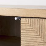 Cairo 78x19 Brown Solid Wood Black Metal Base 4 Door Cabinet Sideboard