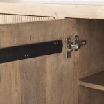 Cairo 78x19 Brown Solid Wood Black Metal Base 4 Door Cabinet Sideboard
