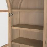 Callum Light Brown Elm Wood w/ Glass Doors Arched Curio Cabinet