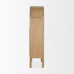 Callum Light Brown Elm Wood w/ Glass Doors Arched Curio Cabinet