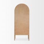 Callum Light Brown Elm Wood w/ Glass Doors Arched Curio Cabinet