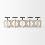 Cambie 29.0L x 6.0W x 9.0H Natural Wood W/Black Metal Candle Holders