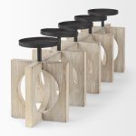 Cambie 29.0L x 6.0W x 9.0H Natural Wood W/Black Metal Candle Holders