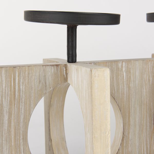 Cambie 29.0L x 6.0W x 9.0H Natural Wood WBlack Metal Candle Holders 5